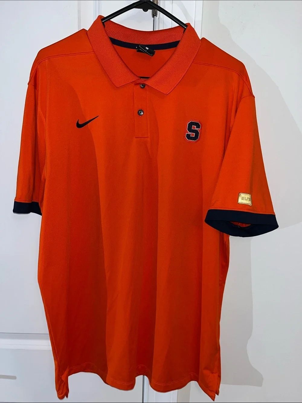 Nike Elite Syracuse Orange Work out SS Poly Gym Team Golf Polo Mens Shirt